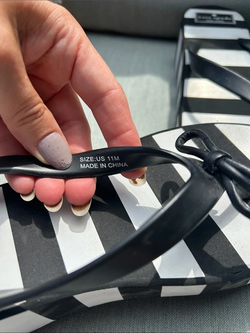 kate spade Black & White Striped Bow Flip Flop Sandals